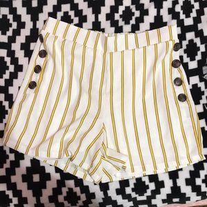 Yellow Vertical Striped Shorts